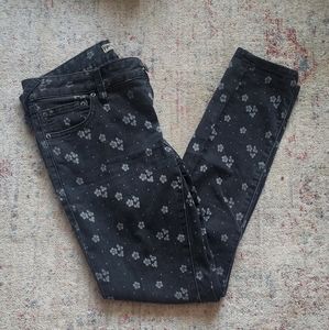 Free People Black Floral Jeans